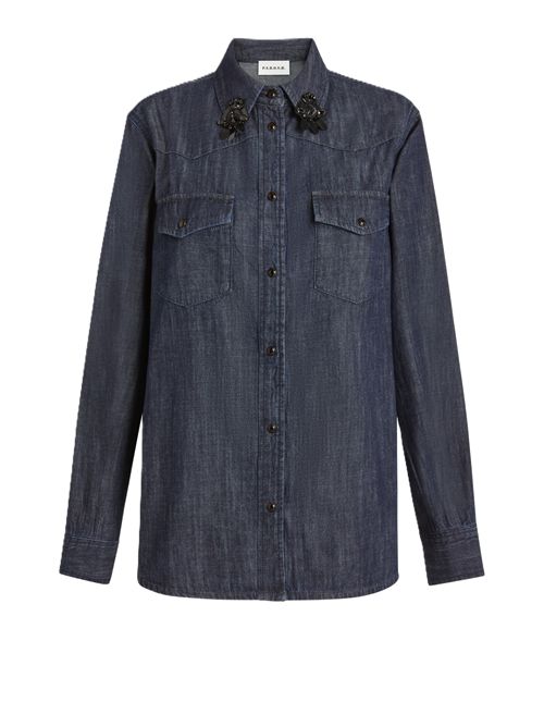 Camicia denim con ricamo P.a.r.o.s.h. | D381316RCANDORE813 FANTASIA NERO